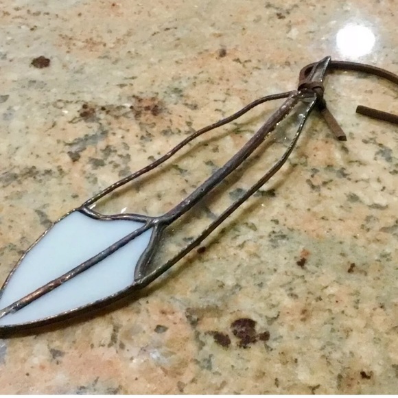 Free People Feather Ornament Glass Copper White - Picture 4 of 5